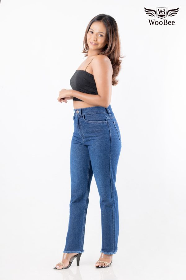 HIGHWAIST HEM FRAYED MOM JEANS - Image 9