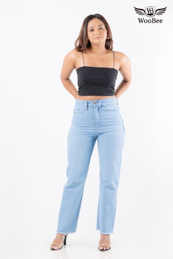 HIGHWAIST HEM FRAYED MOM JEANS - Image 4