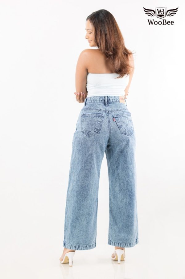HIGHWAIST ACID WASHED WIDE LEG JEANS - Image 4