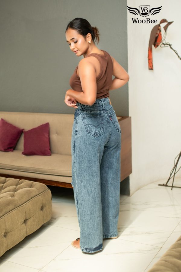 PATCH ACID WASHED WIDE LEG JEANS - Image 2