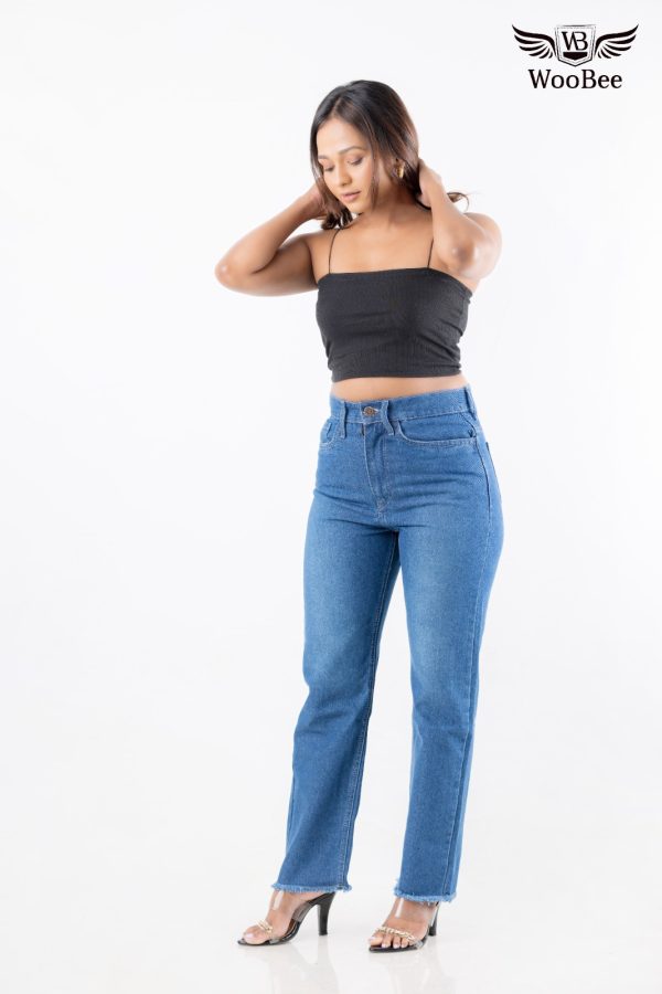 HIGHWAIST HEM FRAYED MOM JEANS - Image 6