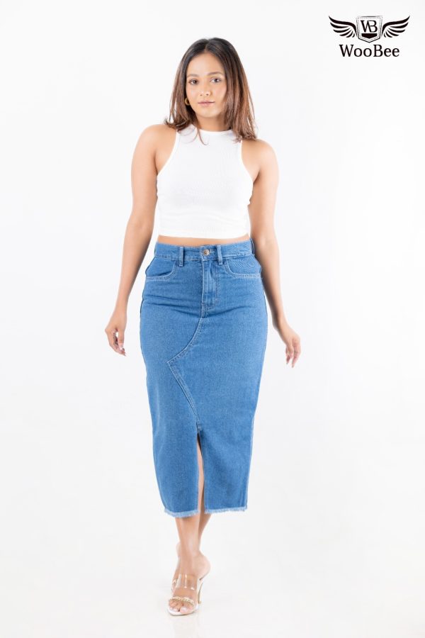 HIGHWAIST FRONT OPEN SLIT SKIRT