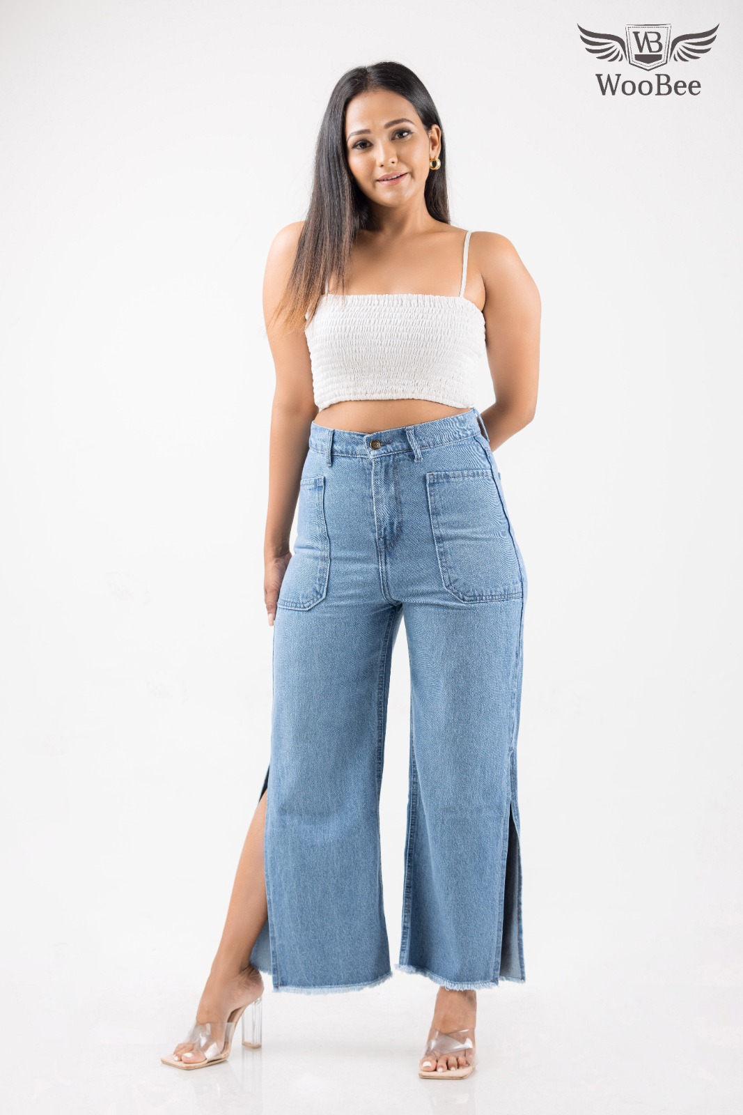 HIGHWAIST SIDE OPEN JEANS | WooBee