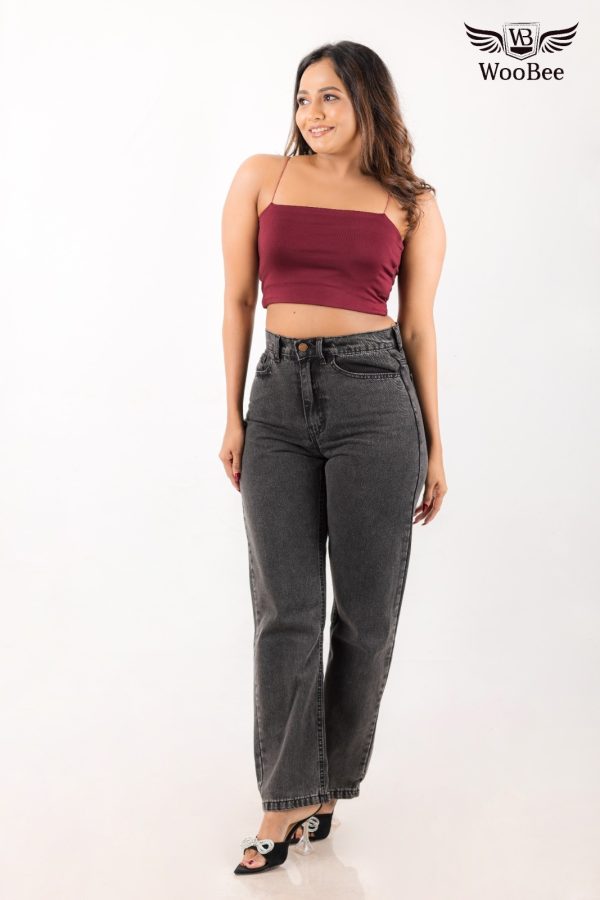 HIGHWAIST ACID WASHED BLACK MOM JEANS