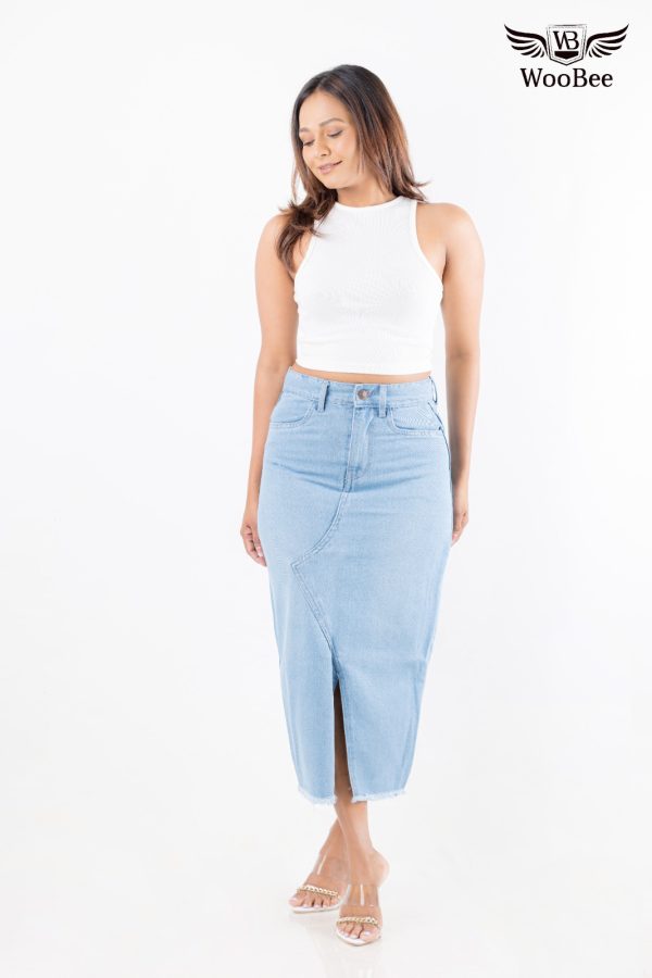 HIGHWAIST FRONT OPEN SLIT SKIRT - Image 13