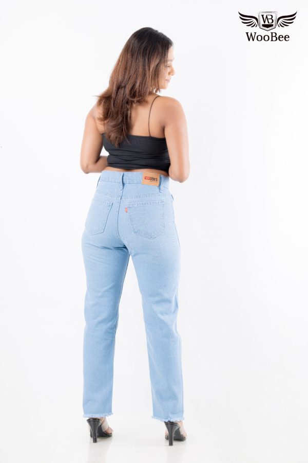 HIGHWAIST HEM FRAYED MOM JEANS - Image 5