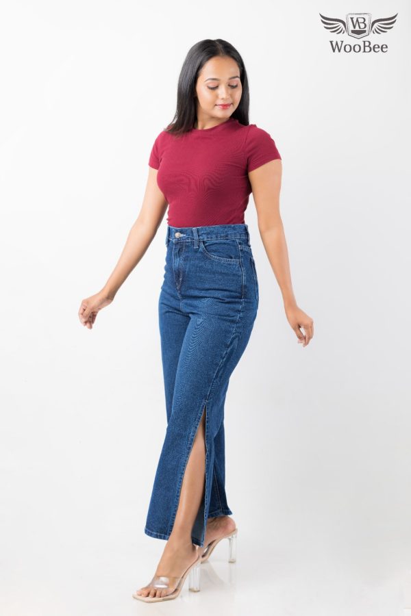 HIGHWAIST STREIGHT LEG SIDE OPEN JEANS - Image 8