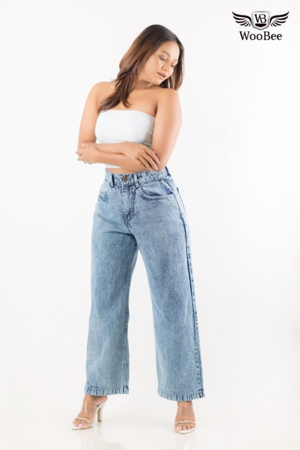 HIGHWAIST ACID WASHED WIDE LEG JEANS - Image 2