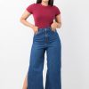 HIGHWAIST STREIGHT LEG SIDE OPEN JEANS