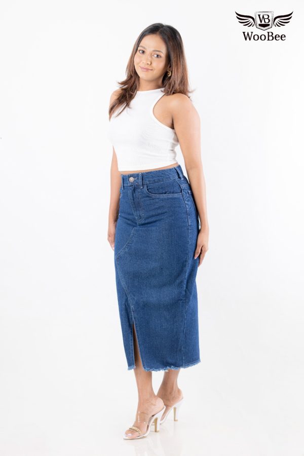 HIGHWAIST FRONT OPEN SLIT SKIRT - Image 9