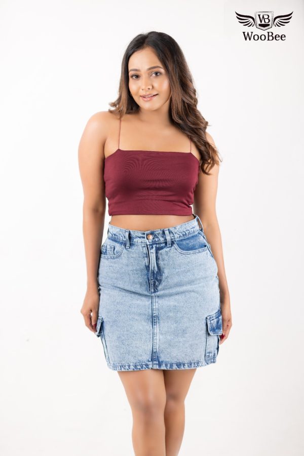 HIGHWAIST ACID WASHED CARGO SKIRT