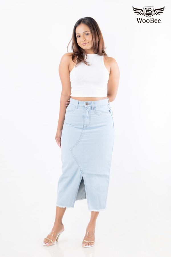 HIGHWAIST FRONT OPEN SLIT SKIRT - Image 5