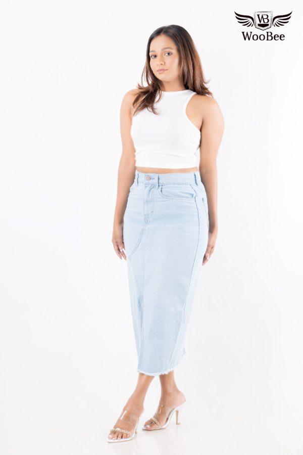 HIGHWAIST FRONT OPEN SLIT SKIRT - Image 6