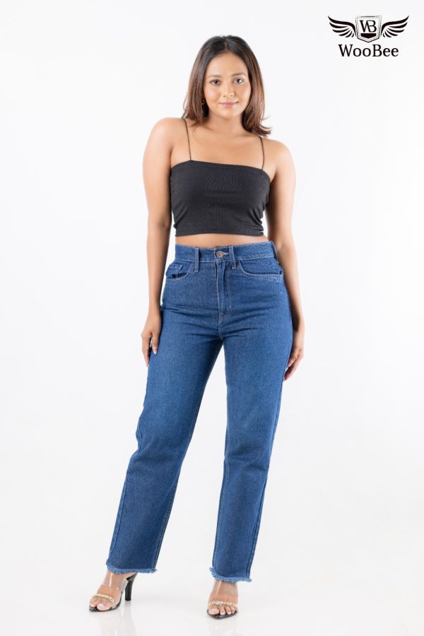 HIGHWAIST HEM FRAYED MOM JEANS - Image 8